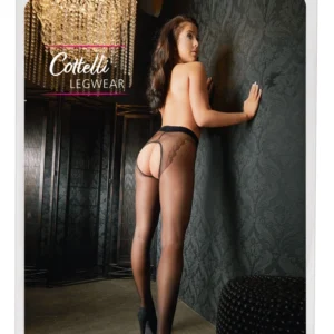 Cottelli LEGWEAR Suspender-Style Tights with Open Feature 20 Den Black
