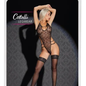 Cottelli Collection Hold-Up Stockings Dots Silicone Band 25DEN Black