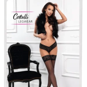 Cottelli LEGWARE Black Hold-Up Stockings with 9 cm Lace, 20 DEN