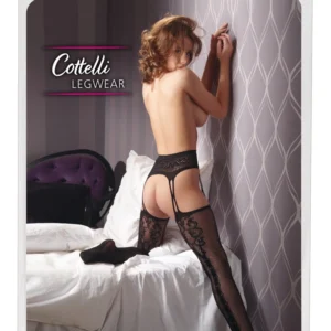 Cottelli Collection Suspender-Style Net Tights S/M with Back Seam
