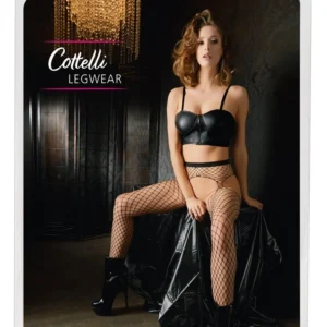 Cottelli Collection Fence Net Suspender Tights S-L, Black, Stretch Fit