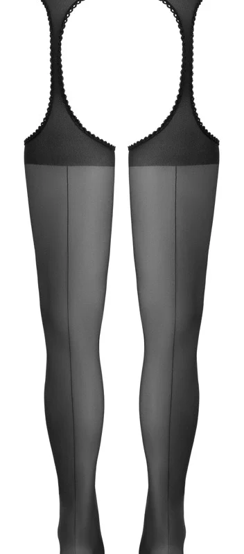 Cottelli Legware Suspender-Style Black Stockings with Lace, 20 DEN, M