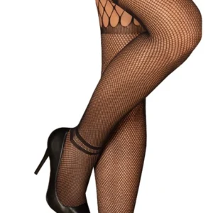 Obsessive OBS Fishnet Stockings S-L with Decorative Cut-Outs Black