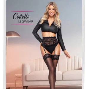 Cottelli LEGWARE Black Lace-Top Stockings L, 20 Den, Oeko-Tex, Elegant Finish