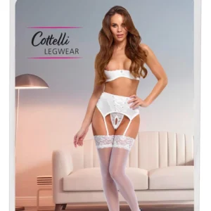 Cottelli LEGWARE White Lace-Top Stockings M 20 Denier Oeko-Tex