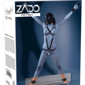 ZADO Black Adjustable Leather Ankle Cuffs with Removable Chain 50cm