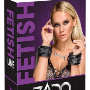 ZADO Leather Handcuffs Padded Adjustable Black 6.5cm Wide