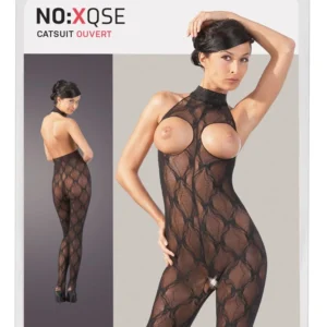 Cottelli Collection Lace Catsuit Open Bust Black S-L Adjustable Fit