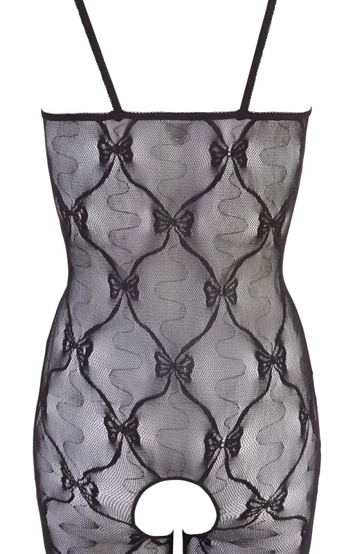 Cottelli Collection Black Lace Catsuit Shorts L/XL with Arm Gauntlets