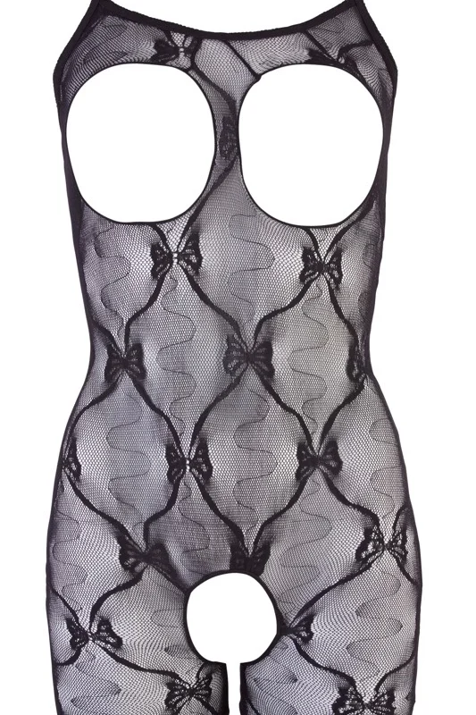 Cottelli Collection Black Lace Catsuit Shorts L/XL with Arm Gauntlets
