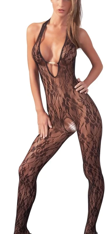 Cottelli Collection Catsuit Halterneck Pearls Black S/M