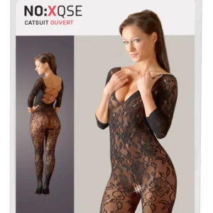 Cottelli Collection Lace Catsuit S-L Black Floral Seamless Design