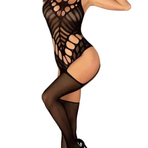Obsessive G139 Black Mesh Suspender-Style Catsuit S-L