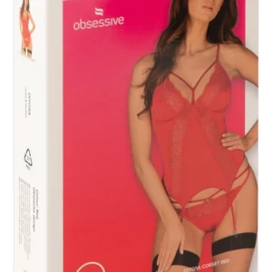 Obsessive Diyosa Corset XS/S Red - Adjustable Straps & Lace Details
