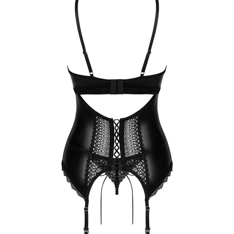 Obsessive Norides Wetlook Corsage Set XL/2XL with Lace Details