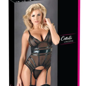 Cottelli Collection Cami Suspender S Transparent Powernet Black