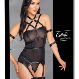 Cottelli BONDAGE Basque S - Adjustable Powernet Bodysuit, Black