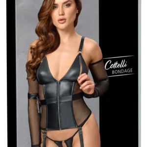 Cottelli Collection Bondage Basque Set L Matte Net Adjustable Elements