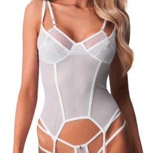 Obsessive Basque Arrowel 2XL/3XL White Lace Adjustable Straps