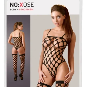 Cottelli Collection Body & Stockings S-L Black Seamless Fence Net Set