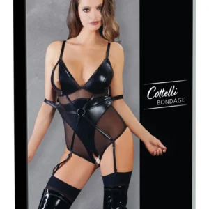 Cottelli Bondage XL Wet Look Mesh Body with Restraint Loops, Black