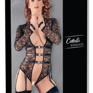 ZADO Body Bondage S - Lace Harness Set with Cuffs and Adjustable Straps