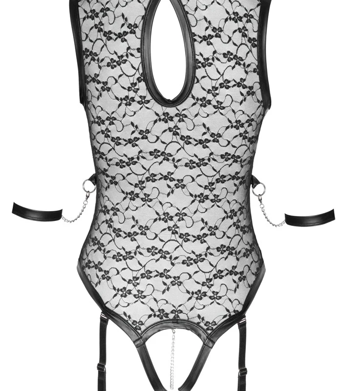Cottelli BONDAGE Lace Body Black with Removable Harness and Restraints M