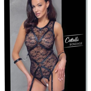 Cottelli BONDAGE Lace Body Black with Removable Harness and Restraints M