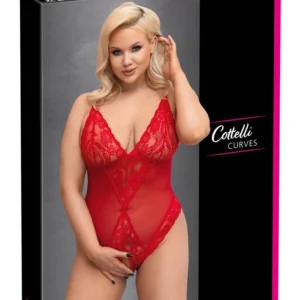 Cottelli Curves Body Red 2XL - Sheer Powernet, Adjustable Straps