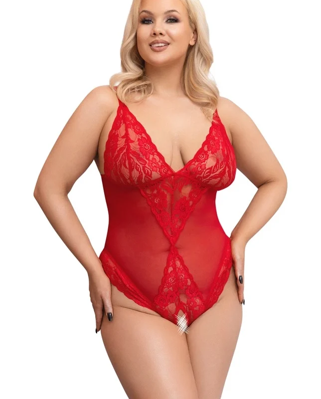 Cottelli Curves Body Red 4XL Powernet Lace Adjustable Straps
