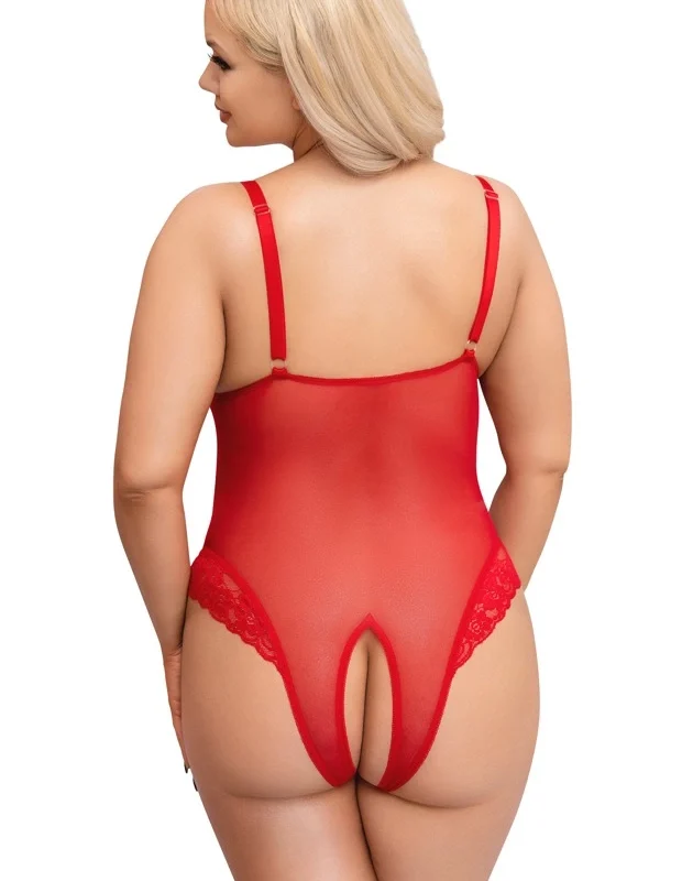 Cottelli Curves Body Red 4XL Powernet Lace Adjustable Straps