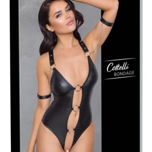 Cottelli Bondage Body Matte Black M with Adjustable Restraints