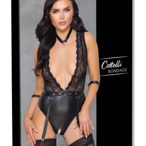 Cottelli Bondage Suspender Body M Lace Matte Adjustable Black