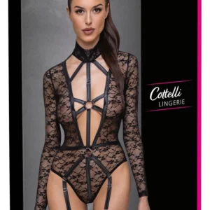 Cottelli Lingerie Body Lace M Long Sleeve Lace Harness Black