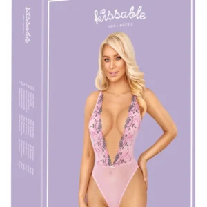 Kissable Embroidered Floral Body S/M Pink Adjustable Straps