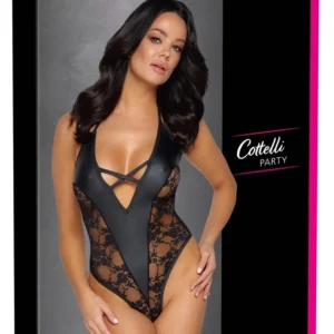 Cottelli Lingerie Body Matte Look & Lace Sides, Halterneck, Size M