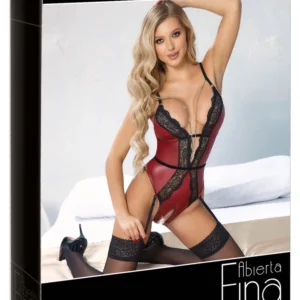 Abierta Fina Body Red/Black L, Elegant Lace Design, Detachable Chains