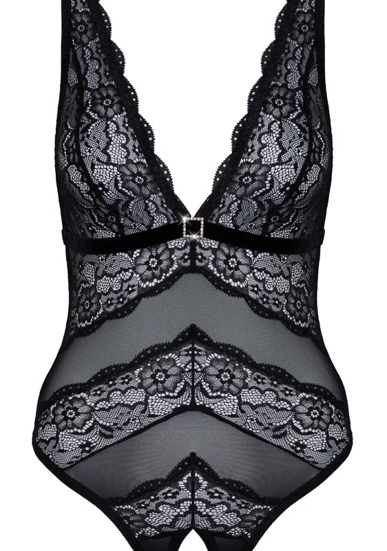 Cottelli Lingerie Lace Bodysuit S, Powernet & Adjustable Straps