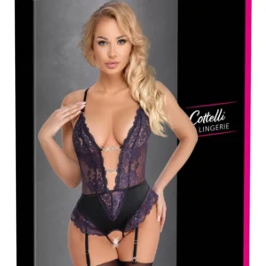 Cottelli Lingerie Bodysuit Black/Purple XL Adjustable Chains