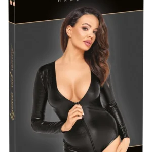 Noir Handmade Long-Sleeve Bodysuit Snakeskin Finish Size L