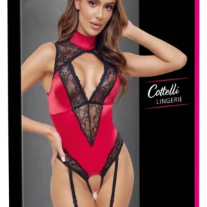 Cottelli Lingerie Body Red/Black S with Satin & Lace Details