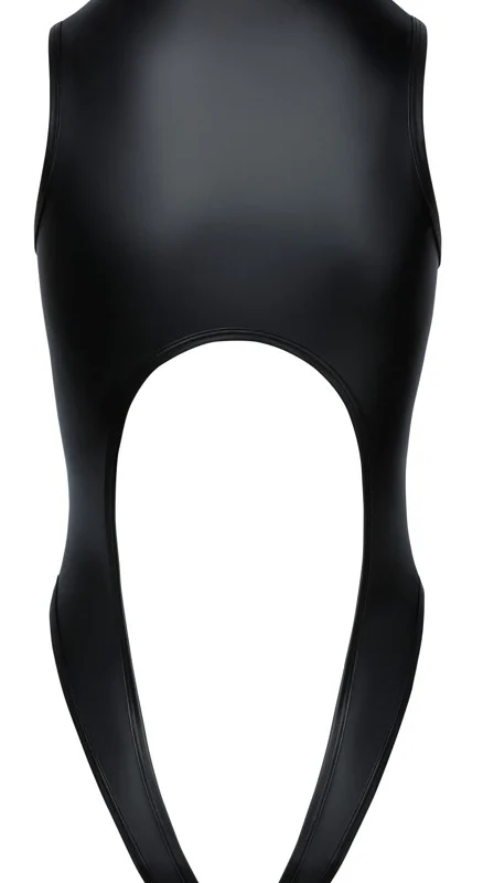 Cottelli Lingerie Zip-Front Matte Look Crotchless Bodysuit Black L