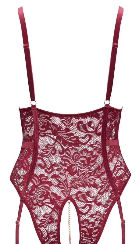 Cottelli CURVES Body Red 3XL - Elegant Lace & Velvet Suspender Design