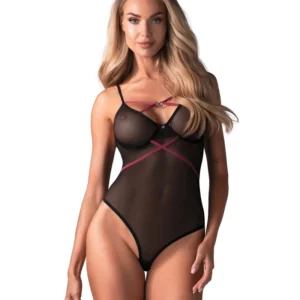 Obsessive Novenes Body Black/Pink Powernet XL/2XL Adjustable Straps
