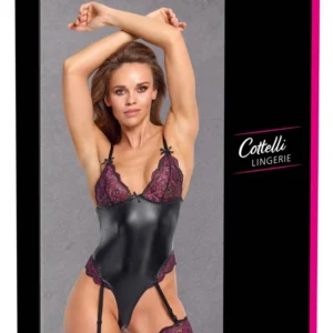 Cottelli Lingerie Body Garters L Black-Pink Adjustable Lace Detail