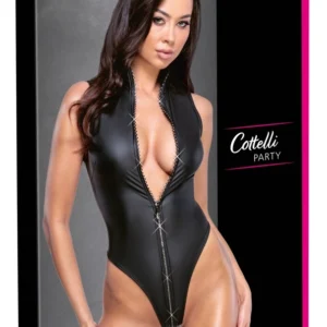 Cottelli BODY Rhinestone Zip XL Matte Look Black High-Cut Thong