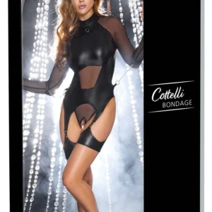 Cottelli Bondage L - Black Body Set with Handcuffs & Adjustable Details