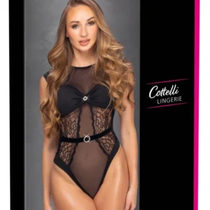 Cottelli LINGERIE Body Rhinestones Black L/XL - Elegant Lace Bodysuit