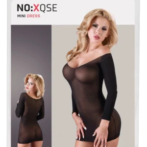 Cottelli Collection Transparent Nylon Mini Dress Gold Detail S-L