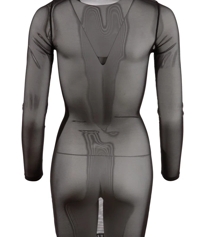 Cottelli Collection Dress M Black Powernet Long Sleeve Body-Fit